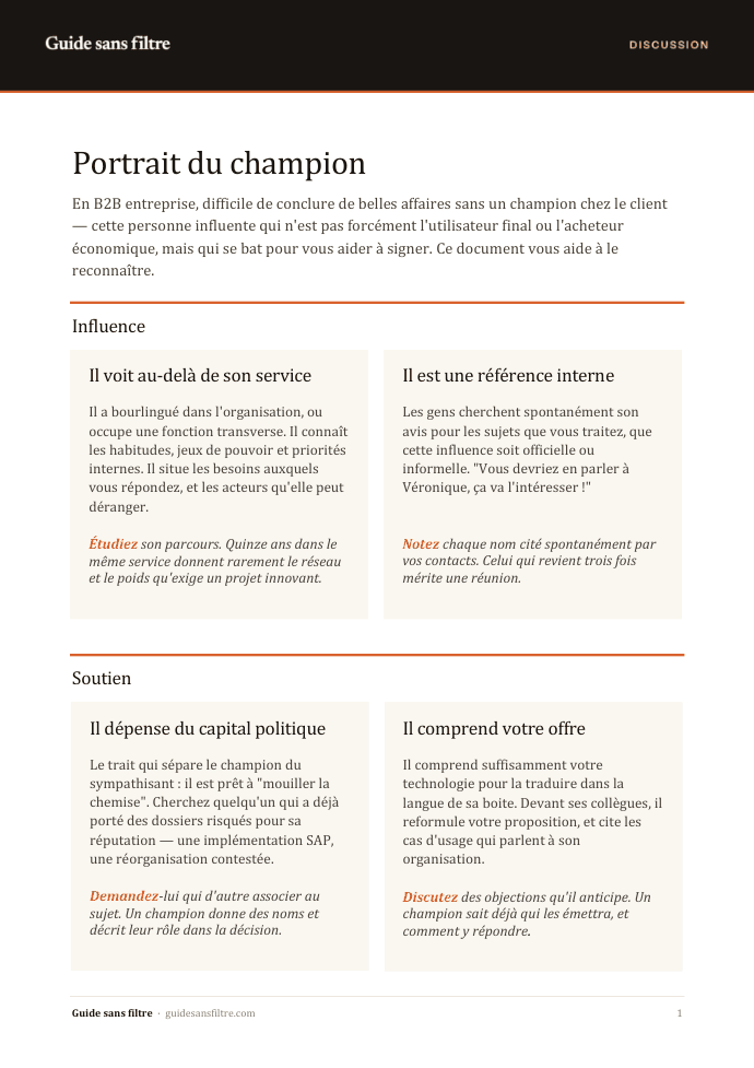Première page de « Portrait du champion »