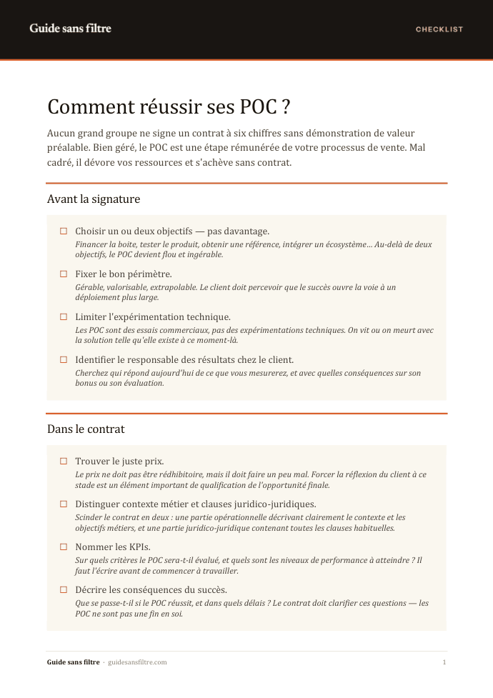 Première page de « Comment réussir ses POC ? »
